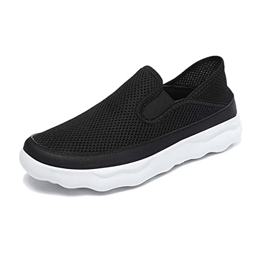 HYDLONGR Herren Sommer leichtes Gewicht atmungsaktiv gestrickt Mesh barfuß Turnschuhe Freizeitschuhe Wanderschuhe Black White 46 von HYDLONGR