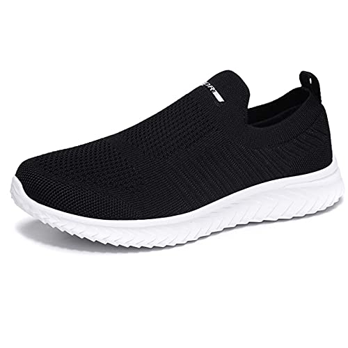 HYDLONGR Leichte Flache leicht zu tragende Laufschuhe für Damen und Herren Innen- und Außenbereich Black white-36 von HYDLONGR