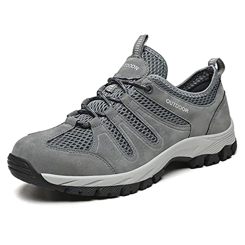 HYDLONGR Leichte schnell trocknende Outdoor-Amphibien Wanderschuhe für Herren Sport-Strandschuhe Wasserschuhe Grau 42 von HYDLONGR