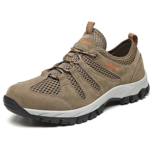 HYDLONGR Leichte schnell trocknende Outdoor-Amphibien Wanderschuhe für Herren Sport-Strandschuhe Wasserschuhe Khaki 46 von HYDLONGR