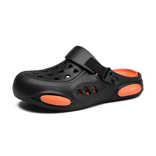 Herren Damen Hohe Dehnung Bequeme Sommer Garten Sandalen Strand Pantoffeln Clogs Pantoletten Schuhe Schwarz Orange 44 EU / 45 EU von HYDLONGR