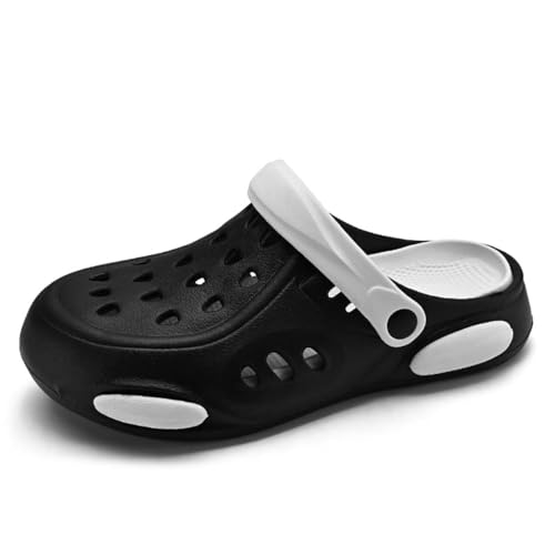 Herren Damen Hohe Dehnung Bequeme Sommer Garten Sandalen Strand Pantoffeln Clogs Pantoletten Schuhe Schwarz Weiß 38 EU / 39 EU von HYDLONGR