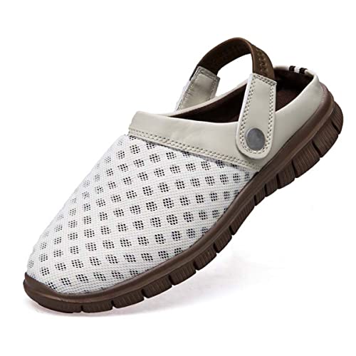 Herren Damen Leichtes Atmungsaktives Mesh-Gewebe rutschfeste Garten-Sandalen Schnelltrocknende Strand-Pantoffeln Clogs Pantoffeln Schuhe Beige 43 EU von HYDLONGR