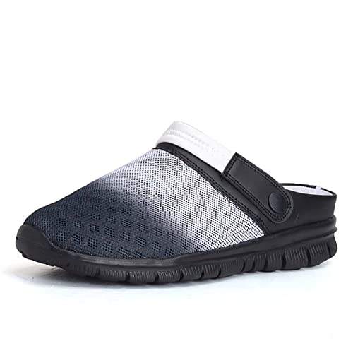 Herren Damen Leichtes Atmungsaktives Mesh-Gewebe rutschfeste Garten-Sandalen Schnelltrocknende Strand-Pantoffeln Clogs Pantoffeln Schuhe Black White 42 EU von HYDLONGR