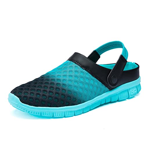 Herren Damen Leichtes Atmungsaktives Mesh-Gewebe rutschfeste Garten-Sandalen Schnelltrocknende Strand-Pantoffeln Clogs Pantoffeln Schuhe Light Blue 36 EU von HYDLONGR