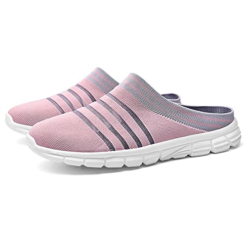 Herren Damen Leichtgewicht Atmungsaktiv Gestrickt Mesh Obermaterial Garten Sandalen Schnell Trocknend Hausschuhe Pantoffeln Clogs Schuhe Innen Und Außen pink-40 von HYDLONGR