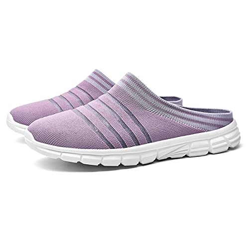 Herren Damen Leichtgewicht Atmungsaktiv Gestrickt Mesh Obermaterial Garten Sandalen Schnell Trocknend Hausschuhe Pantoffeln Clogs Schuhe Innen Und Außen purple-42 von HYDLONGR