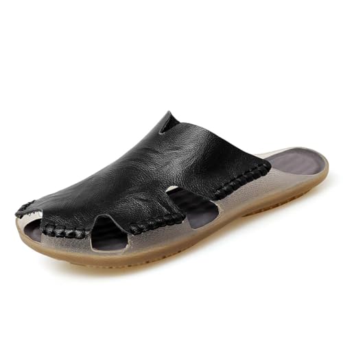 Herren Damen Leichtgewicht Kuhfell Garten Sandalen Strand Pantoffeln Clogs Schuhe Schwarz 39 EU von HYDLONGR