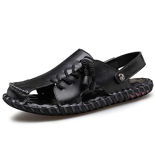 Herren Damen Leichtgewicht Kuhfell Garten Sandalen Strand Pantoffeln Clogs Schuhe Schwarz 42 EU von HYDLONGR