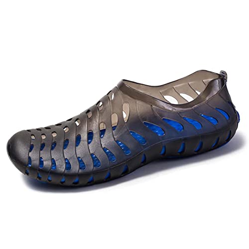 Herren Damen Löcher Obermaterial Leichtgewichtige Atmungsaktive rutschfeste Garten Sandalen Schnell Trocknende Wasserschuhe Strandschuhe Schwimmschuhe Schwarzblau-39 von HYDLONGR