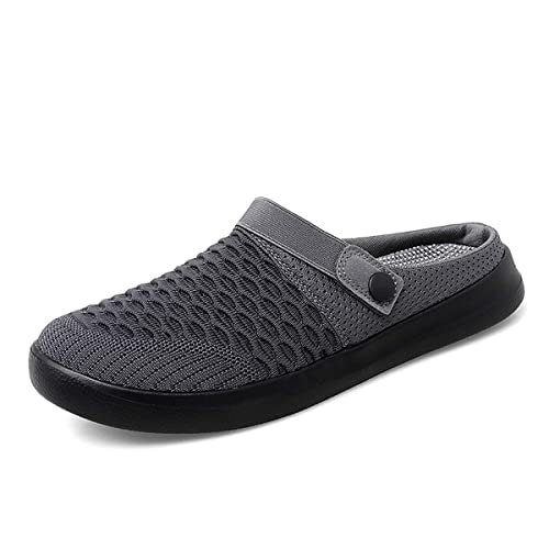 Herren Damen Sommer Flache Sohle leichtes Gewicht atmungsaktiv Mesh schnell trocken Strand Hausschuhe Anti-Rutsch Garten Sandalen Clogs Schuhe Indoor Outdoor Dark Gray 44 EU von HYDLONGR