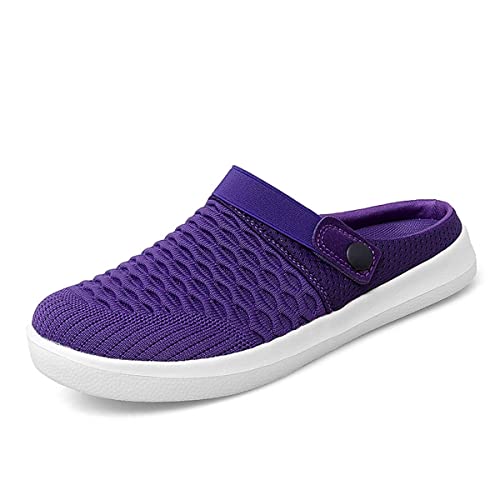 Herren Damen Sommer Flache Sohle leichtes Gewicht atmungsaktiv Mesh schnell trocken Strand Hausschuhe Anti-Rutsch Garten Sandalen Clogs Schuhe Indoor Outdoor Purple 39 EU von HYDLONGR