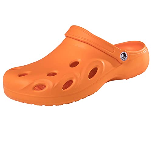 Herren Damen Sommer Leichtgewicht Atmungsaktiv Schnell Trocknend Garten Sandalen Strand Hausschuhe Clogs Pantoletten Schuhe Orange-43 von HYDLONGR