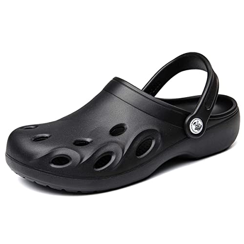 Herren Damen Sommer Leichtgewicht Atmungsaktiv Schnell Trocknend Garten Sandalen Strand Hausschuhe Clogs Pantoletten Schuhe Schwarz-47 von HYDLONGR