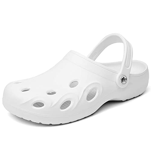 Herren Damen Sommer Leichtgewicht Atmungsaktiv Schnell Trocknend Garten Sandalen Strand Hausschuhe Clogs Pantoletten Schuhe Weiß-39 von HYDLONGR