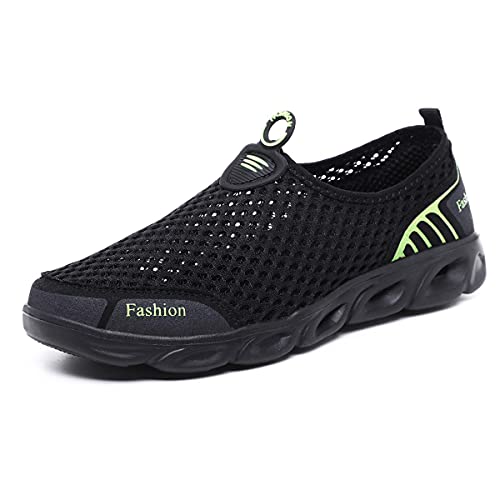 Männer Frauen Leichtgewicht Atmungsaktiv Obere Loch Loch Sohle Schnelles Trocknen Waten Schuhe Wasser Sport Amphibien Schuhe Barfuß Schuhe Black Green-44 von HYDLONGR