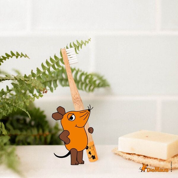 HYDROPHIL Kinder Maus Zahnbürste aus Bambus | extra weich | orange von HYDROPHIL