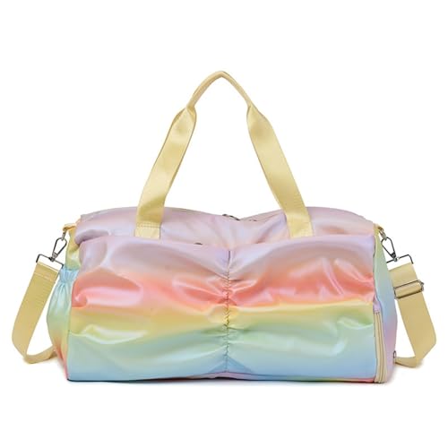 HYEFOMW Sport-Fitness-Tasche für Damen, Trocken- und Nass-Trennung, Schuhposition, Training, Yoga, große Kapazität, Handgepäck, Reisetasche, gelb, 46X20X30cm von HYEFOMW