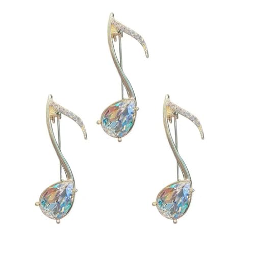 3-teiliges Set Musiknoten-Brosche Mode Musiknote Corsage Kleidung Anstecknadel Kleidung Zubehör weibliches Musiksymbol, Einheitsgröße, Edelstahl von HYEIUIRA