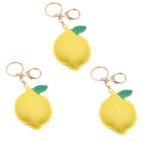 HYEIUIRA 3-teiliges Set Obst-Zitronen-PU-Leder-Damentasche mit Anhänger Schlüsselanhänger kleiner frischer Schlüsselanhänger, mehrfarbig, One size von HYEIUIRA