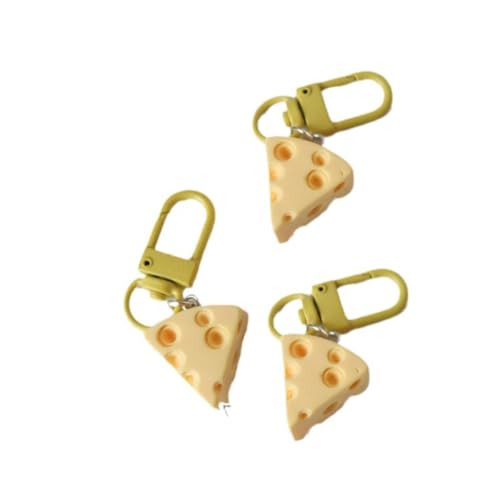 HYEIUIRA 3-teiliges Set süßer Käse-Käse-Schlüsselanhänger, einfacher und kompakter Taschenanhänger., mehrfarbig, One size von HYEIUIRA