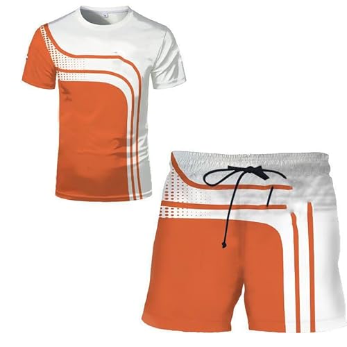 HYFZXWX Herren-T-Shirt-Shorts-Trainingsanzug-Set Ku-Bota 3D-Druck Zweiteiliges Set Kurzarm-T-Shirt-Hosen-Trainingsanzug set/B/XL von HYFZXWX