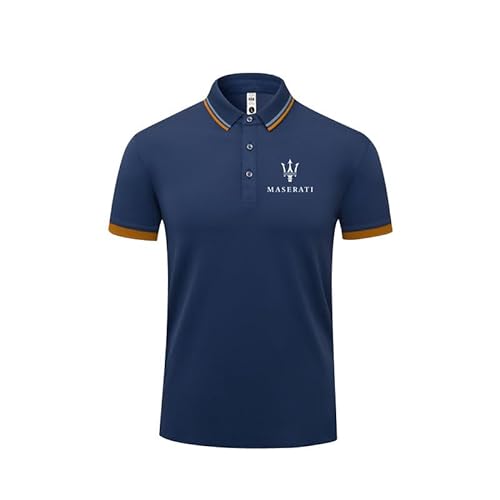 HYFZXWX Poloshirts Revers einfarbig Masera-ti Druck kurzärmelig T-Shirt Herren und Damen Baumwolle Freizeit Arbeit Herren/B/L von HYFZXWX