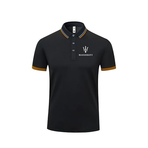 HYFZXWX Poloshirts Revers einfarbig Masera-ti Druck kurzärmelig T-Shirt Herren und Damen Baumwolle Freizeit Arbeit Herren/C/L von HYFZXWX