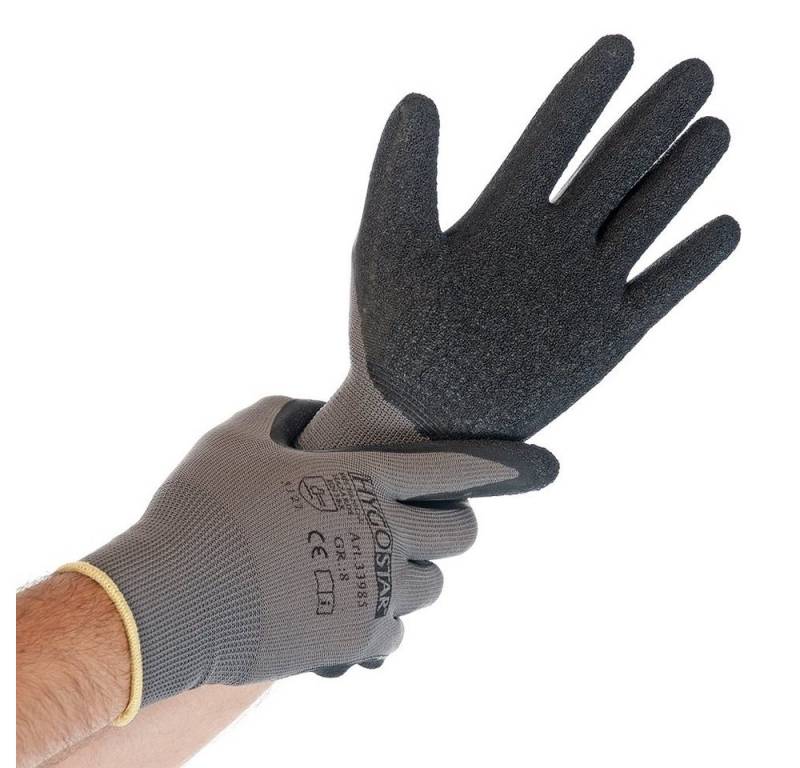 HYGOSTAR Arbeitshandschuhe 12 Paar Nylonhandschuhe beschichtet Strickbund SKILL Gr. XL CAT 2, DIN EN 420, CE PSA VO (EU) 2016-425, DIN EN 388:2016 3131X von HYGOSTAR