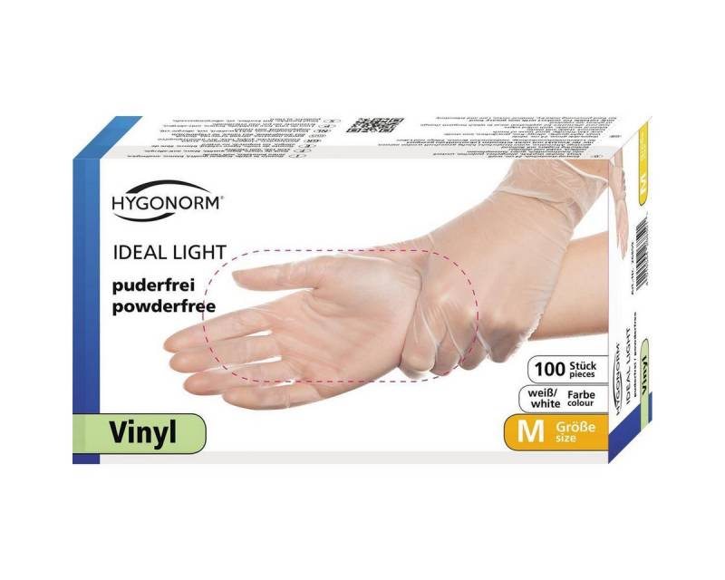 HYGONORM Latexhandschuhe Vinylhandschuhe Ideal Light transparent Gr. 10/XL puderfrei von HYGONORM