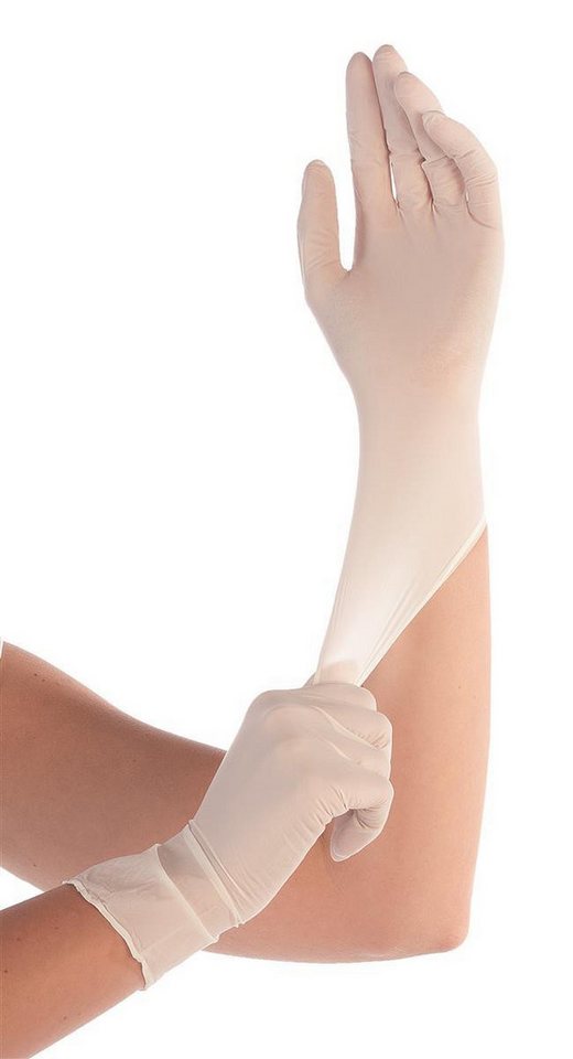 HYGOSTAR Baumwollhandschuhe Nitrilhandschuhe Safe Super Stretch weiß Gr. 8/M puderfrei von HYGOSTAR