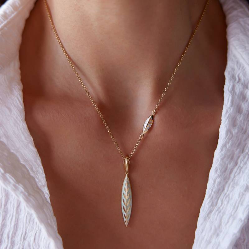 14 K Gold Oliven Zweig Designer Halskette von HYGoldJewelry