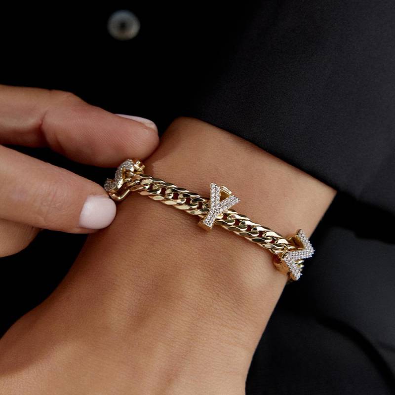 14 K Solid Gold Buchstaben Anhänger Für Armbänder Und Halsketten, Einzigartiges Design Initial Charms | Geeignet 9 Mm Ketten Oder Armbänder von HYGoldJewelry