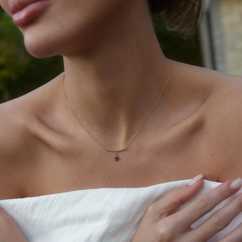 14 K Solid Gold Designer Stern Halskette, Geschenk Für Sich von HYGoldJewelry