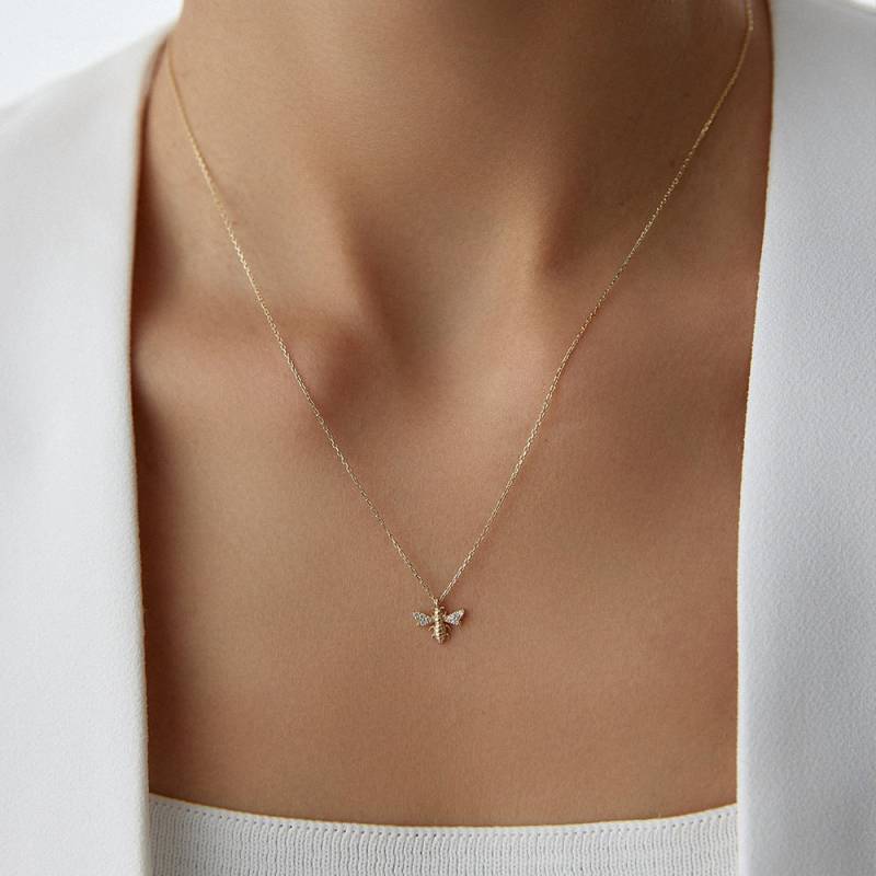 14K Gelbgold Bienenkette Schicker Tieranhänger von HYGoldJewelry