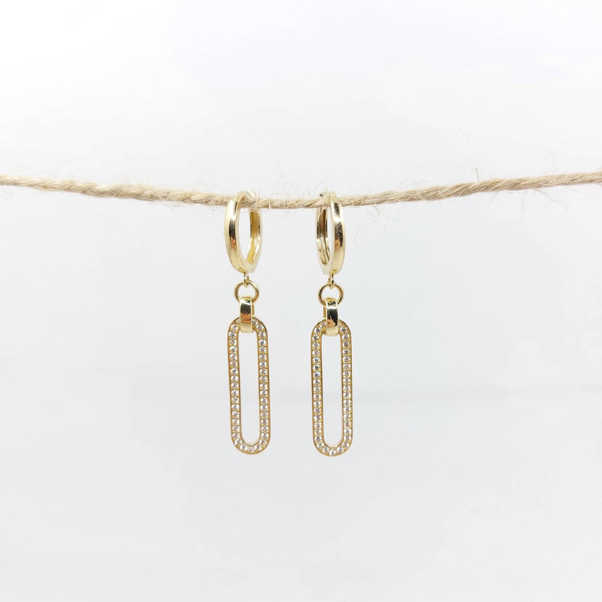 Hängende Büroklammer Ohrringe in 14K Gold Für Frauen - Doppelte Jeden Tag Valentinstag Geschenk Hängende Büroklammer Ohrringe in 14K Gold Für Frauen - Doppelte Jeden Tag Valentinstag Geschenk von HYGoldJewelry