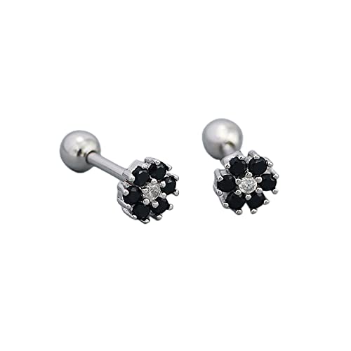 HYHJYMG 18g Tiny CZ Blumenball Knorpel Ohrringe 925 Sterling Silber für Frauen Mädchen Hypoallergen für empfindliches durchdringendes Ohr süßes kleines Kristall Schneeflockenstollen Schrauben Sie von HYHJYMG