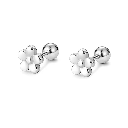 HYHJYMG 18g minimalistische Blume Sterling Silber Ohrringe für Frauen Mädchen Teenager Hypoallergene Hengte winzig kleiner kleiner 4 -mm -Ball Rückenknorpel Tragus Piercing POST NETTE von HYHJYMG