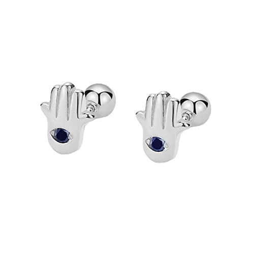 HYHJYMG 18g winzige Hamsa -Hand -Knorpel -Ohrringe für Frauen Mädchen 925 Sterling Silber Hypoallergene Mini niedlich zierlich CZ Evil Eye Fatima 3mm Ball Langhantel Schraube Tragus minimalistischer von HYHJYMG