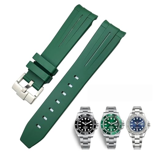 HYHJYMG 20 mm, 21 mm, 22 mm für Submariner Daytona, wasserdichtes Uhrenarmband, gebogenes Ende, Gummi-Silikon-Armband, 22 mm von HYHJYMG