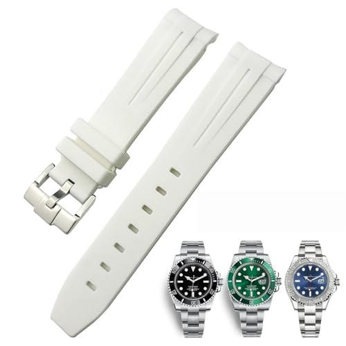 HYHJYMG 20 mm, 21 mm, 22 mm für Submariner Daytona, wasserdichtes Uhrenarmband, gebogenes Ende, Gummi-Silikon-Armband, 22 mm von HYHJYMG