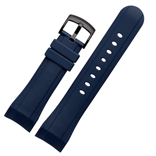 HYHJYMG 24 mm Uhrenarmband für Graham Uhren, Gummiarmband, Herren-Sportarmband, gebogenes Ende, blaues Fluorkautschuk-Uhrenarmband, 24 mm von HYHJYMG