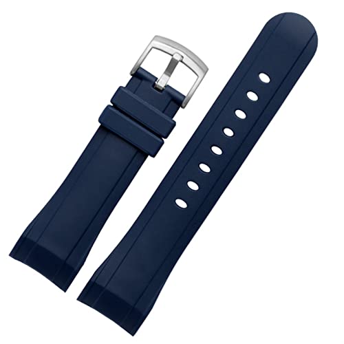 HYHJYMG 24 mm Uhrenarmband für Graham Uhren, Gummiarmband, Herren-Sportarmband, gebogenes Ende, blaues Fluorkautschuk-Uhrenarmband, 24 mm von HYHJYMG