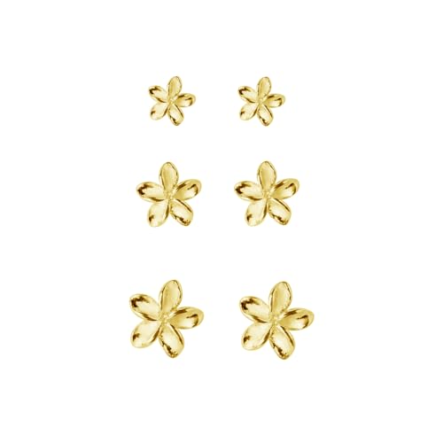 HYHJYMG 3 Paare Gold Tiny Flower Bolder Ohrringe 925 Sterling Silber Set für Frauen Mädchen Süßes Knorpel 20G Stollen Tragus Post Pin Hypoallergenic Jewelry Geschenke Geburtstag Urlaub von HYHJYMG