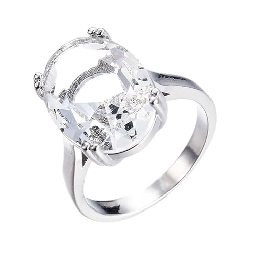 HYHJYMG 3CT 925 Sterling Silber Engagement Ringe Oval Plated Engagement Rings Oval Cut Solitaire Cubic Zirkonia CZ Hochzeitsversprechen Ringe für ihre Ehering für Frauen Statement Jubiläum Halo Größe von HYHJYMG