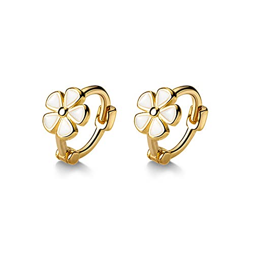 HYHJYMG 6 mm winzige niedliche Blume Hoop Sterling Silber Mini kleiner Knorpel -Hoop -Ohrringe für Frauen Mädchen Teenager hypoallergene zierliche weiße emaillierte Gänseblümchen Blumen 18G Piercing von HYHJYMG