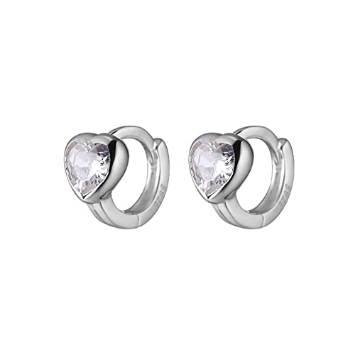 HYHJYMG 6 mm winziger Herz Kubikzirkonia Hoop Knorpel Ohrringe für Frauen Mädchen 925 Sterling Silber Hypoallergenic Small Huggie Hoops Süßes Schläfer Ohrring Zierer Geburtstag Hochzeitsfeiertag von HYHJYMG