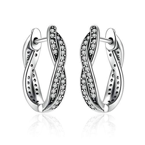 HYHJYMG Authentische 925 Sterling Silber Twist of Fate Stud Ohrringe klar für Frauen Hochzeit trendy Schmuck von HYHJYMG