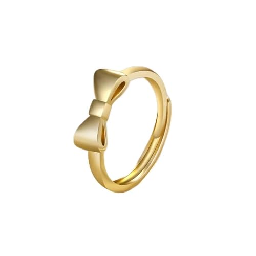 HYHJYMG Bogenring für Frauen 14K Gold plattiert Statement Bogenringe für Frauen süße Bogenknoten Fliege Biege Ring Ring abstellbare offene Ringe Stapel dünne Bandringe minimalistische Liebe Gold von HYHJYMG