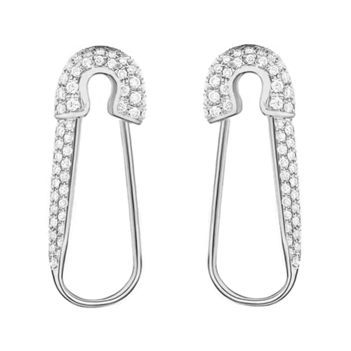 HYHJYMG CZ Sicherheitsnadel Knorpel Sterling Silver Hoop Ohrringe für Frauen Mädchen zierlich Kubikzirkonia Dangle Drop Hypoallergene Hölzer Post Pave Crystal Huggie Mode Hoops Juwel 20mm von HYHJYMG